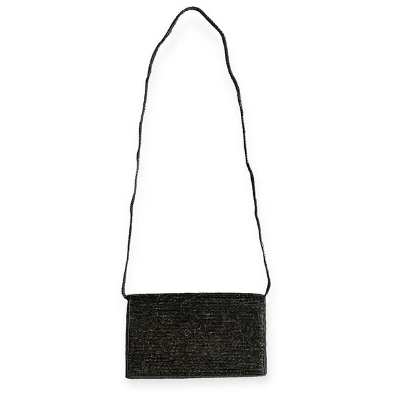 Vintage La Regale Beaded Clutch Purse Black Beaded Bag Evening Bag Wedding Bag - Picture 8 of 10